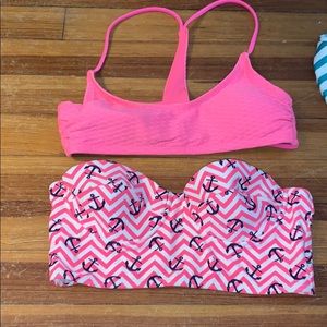 two pink bikini tops